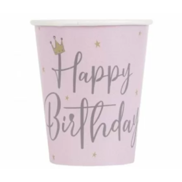 Paper Party Cups ''Happy Birthday'' 8pcs, 270ml.