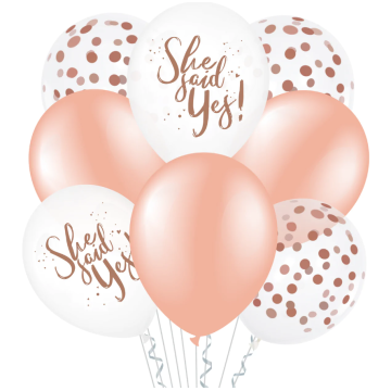 Latex balloon set ''She said yes'' 8pcs.